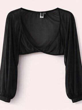 NWT Windsor Black Sheer Cropped Open-Front Sweater